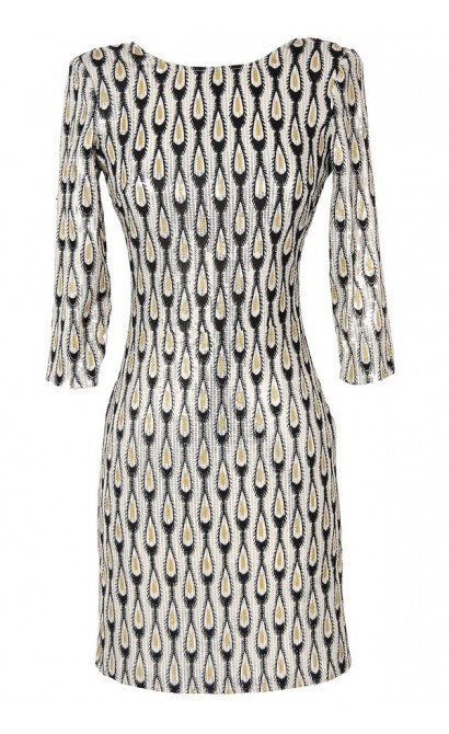 Gold and Silver Raindrops Sequin Designer Dress